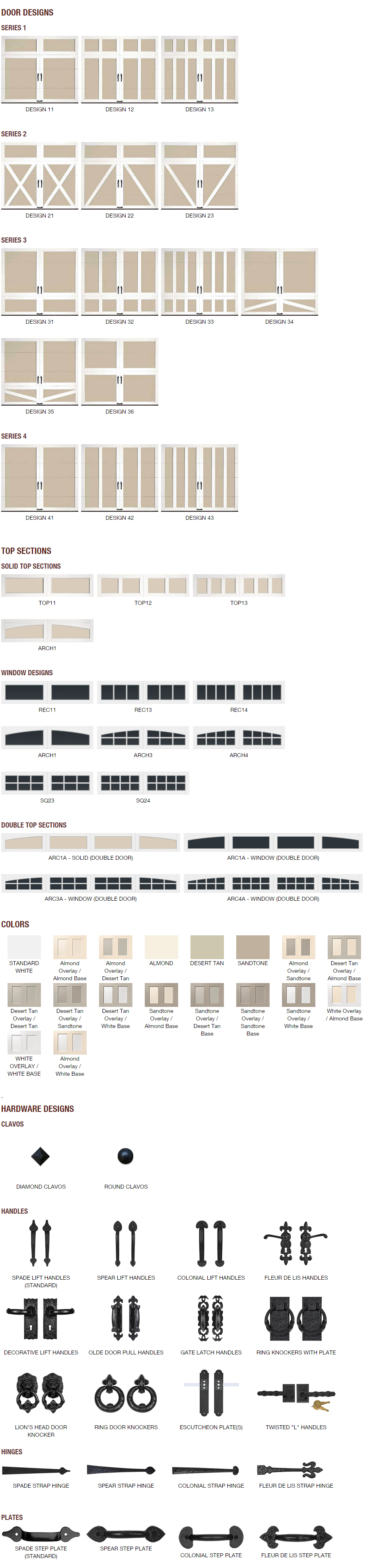 different styles of the coachman collection haws overhead garage doors